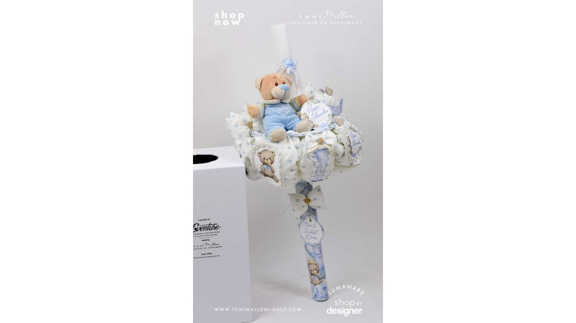 Lumanare de botez cu ursuletul Teddy Bear King 4